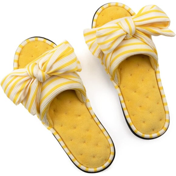 Women's Yellow White Memory Foam House Eurytides Slide Slippers Shoes - Picture 1 of 9